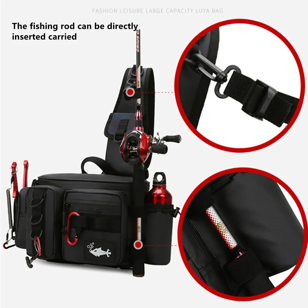 Outdoor Fishing Shoulder Messenger Bag Travel Sports Chest Bags Fish Gear Tablet Storage Waist Tactical Package Multiple Pockets