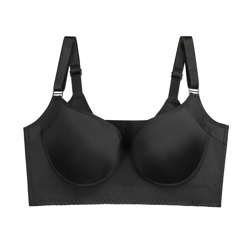 Women Push Up Bra Full Coverage Support Plus Size Underwire Thin Anti-sagging Gathered Lingerie Solid Invisible Comfort Bra Fema