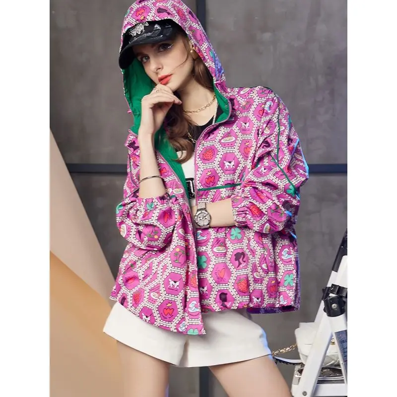 women blazer designer new fashion ruched high street spring autumn full notched puff sleeve high street women coat luxury Designer Print Tweed Jacket Purple Hooded Baseball Jacket Women's 2022 Spring and Autumn New Street Korean Fashion Loose Top