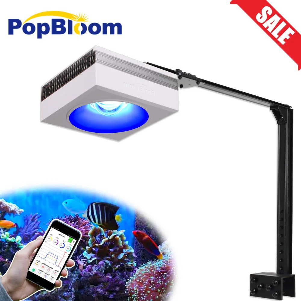 PopBloom 해양 수족관 조명, 와이파이 해수 LED 수족관 램프, LPS/SPS 암초 산호 어항 조명, 해양 LED 수족관 조명 어항 led 조명수족관 조명 어항조명