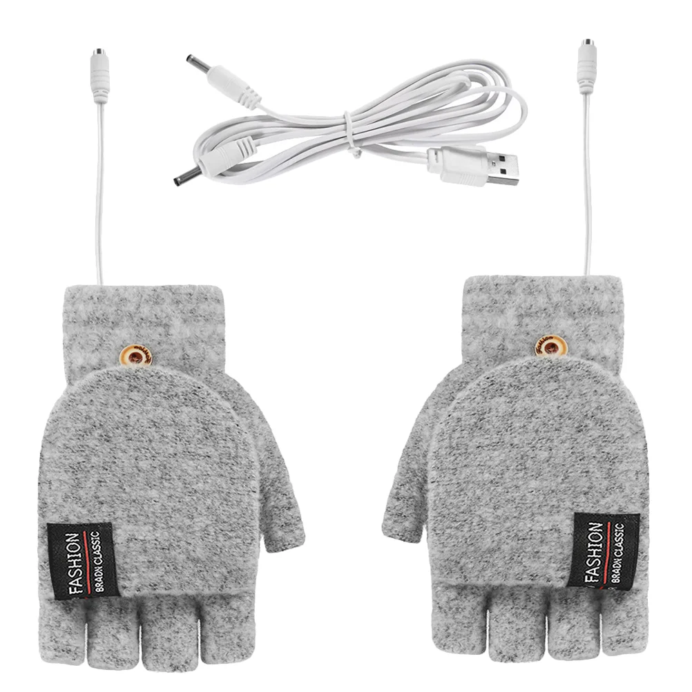 

Heating Gloves Simulation Knit Unisex Knitted Laptop Hand Warmers Fingerless Knitting Design Outdoor USB Typing Heated Mitten