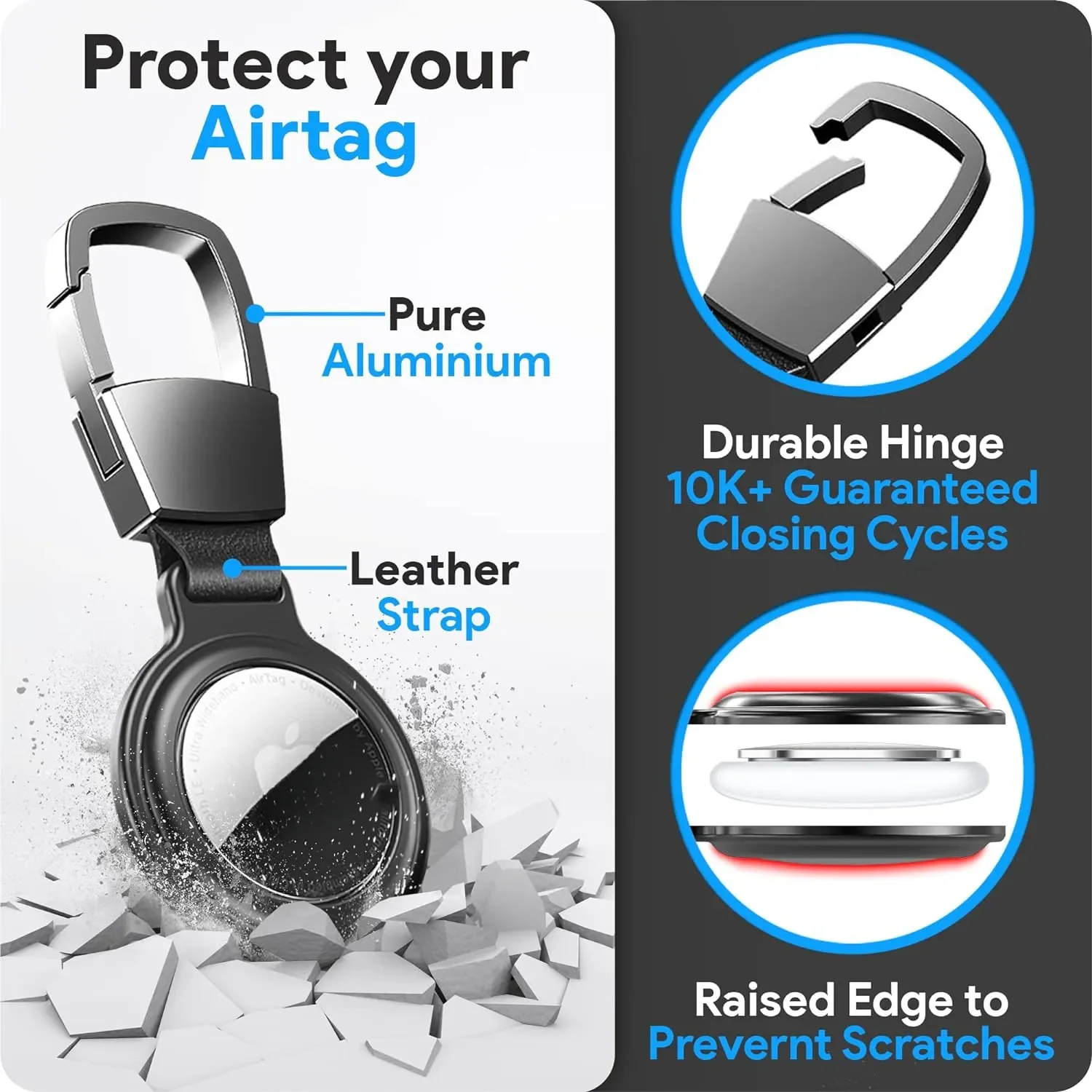 Sturdy Aluminum Alloy Keychain with Protective Cover and Carabiner Attachment