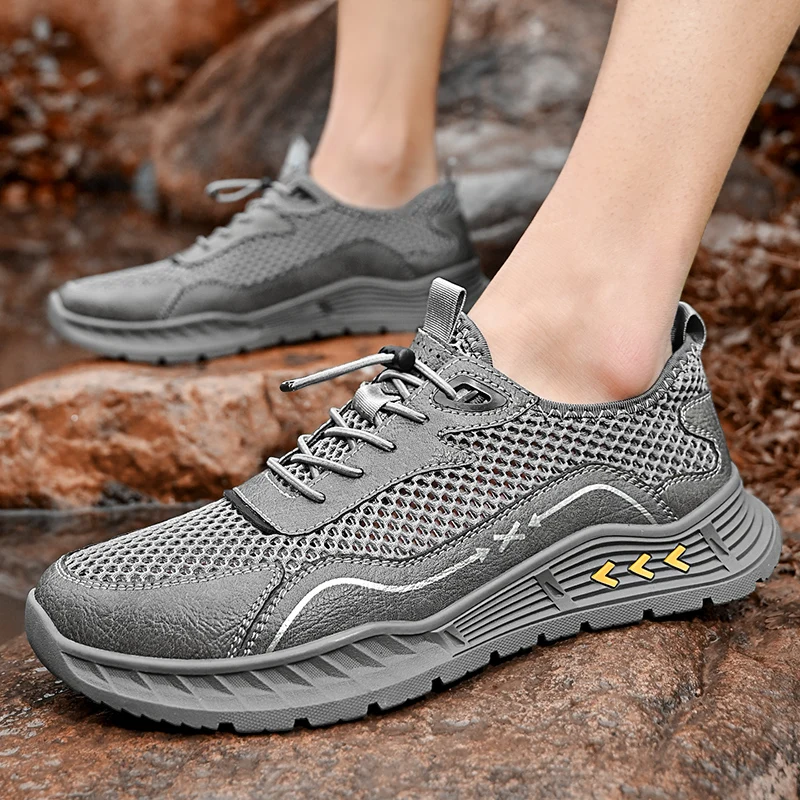 

Кроссовки мужские Сетчатые эластичные, Вулканизированная подошва, дышащие, Нескользящие, модная повседневная обувь