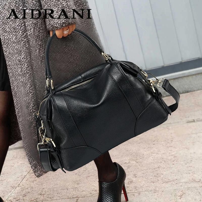 Aidrani  Elegant and minimalist women's handbag made of high-quality cowhide with tassels and ribbons