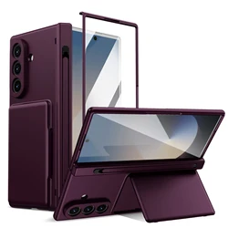 Ultimate Hinge Protection Case with Card and Stylus Holder & Tempered Glass Screen Cover - Galaxy Z Fold 8 Ultra (Purple)
