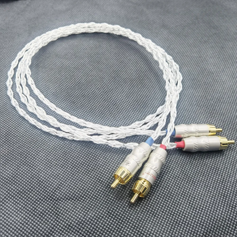 Hifi 8Ag Single Crystal Silver Rca Cavo Di Segnale Audio Amplificatore Di Grado Hifi Audio Lotus Audio