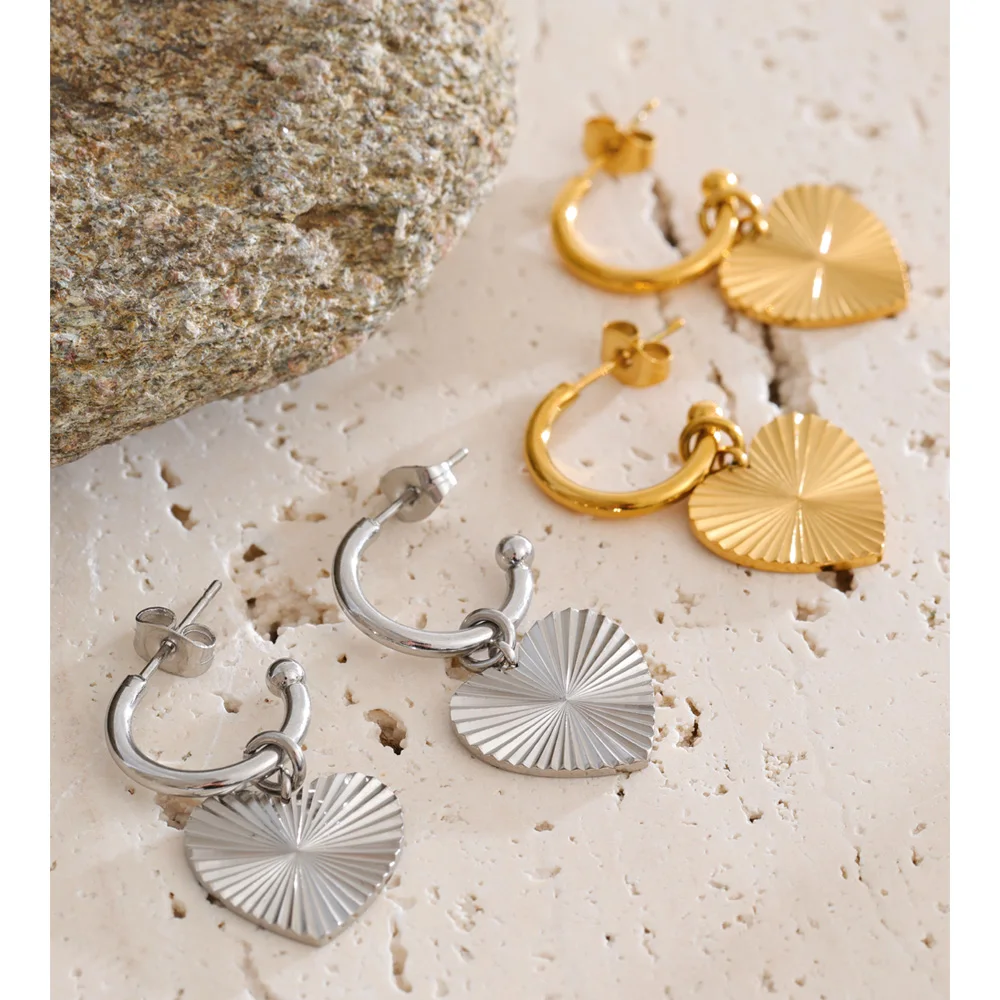 Yhpup Stainless Steel Heart Drop Dangle Earrings