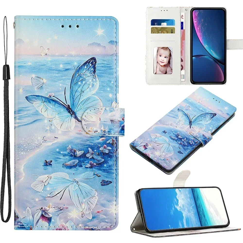 Magnetic Leather Wallet Flip Case with Colorful Design - Protective Cover s