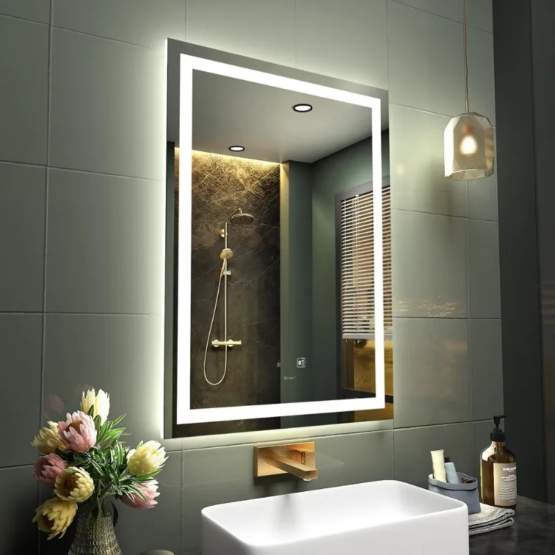 LED Bathroom Mirror, Hand Wave Induction Vanity Mirror with Bluetooth, Illuminated Dimmable Anti Fog IP44