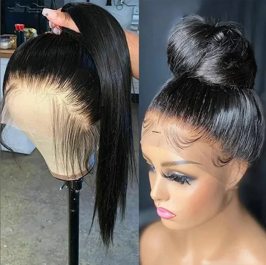 360 Lace Frontal Wigs Remy Human Hair Wig for Women Pre Plucked Transparent Lace Wig Straight Natural Color Bobbi