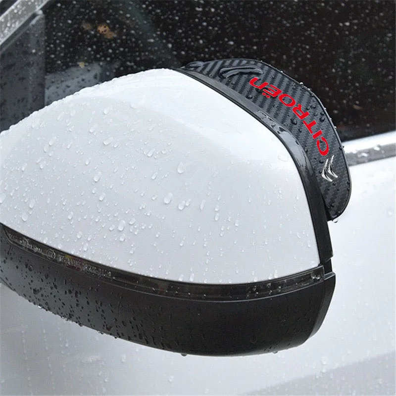 Rearview Mirror Rain Shield,Rearview Mirror Rain Eyebrow,Car Rearview Mirror Visor,Rearview Mirror Rain Guard,Rearview Mirror Visor 2pcs Car Rear View Mirror Rain Eyebrow Visor Carbon Fiber Rain Cover for Citroen C1 C3 C4 C5 C6 2CV VTS Picasso Auto Accessories