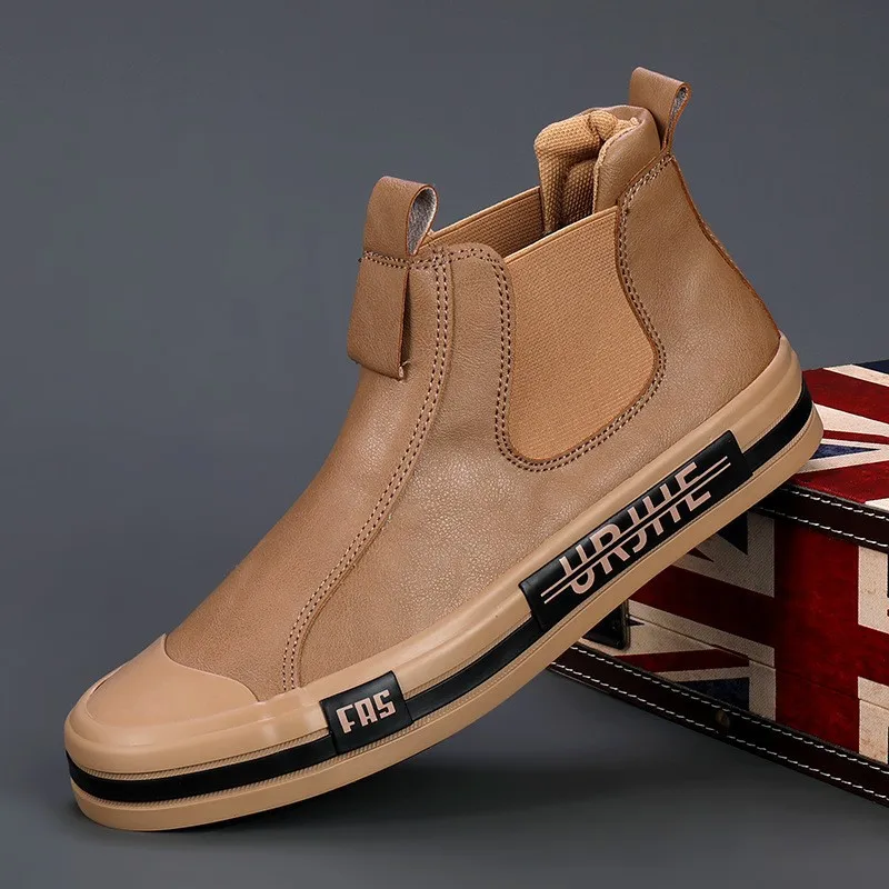 Leather Casual Boots Men Fashion High Top Shoes Moccasins Comfortable Loafers Ankle Boots casual shoes leather shoes leather boots