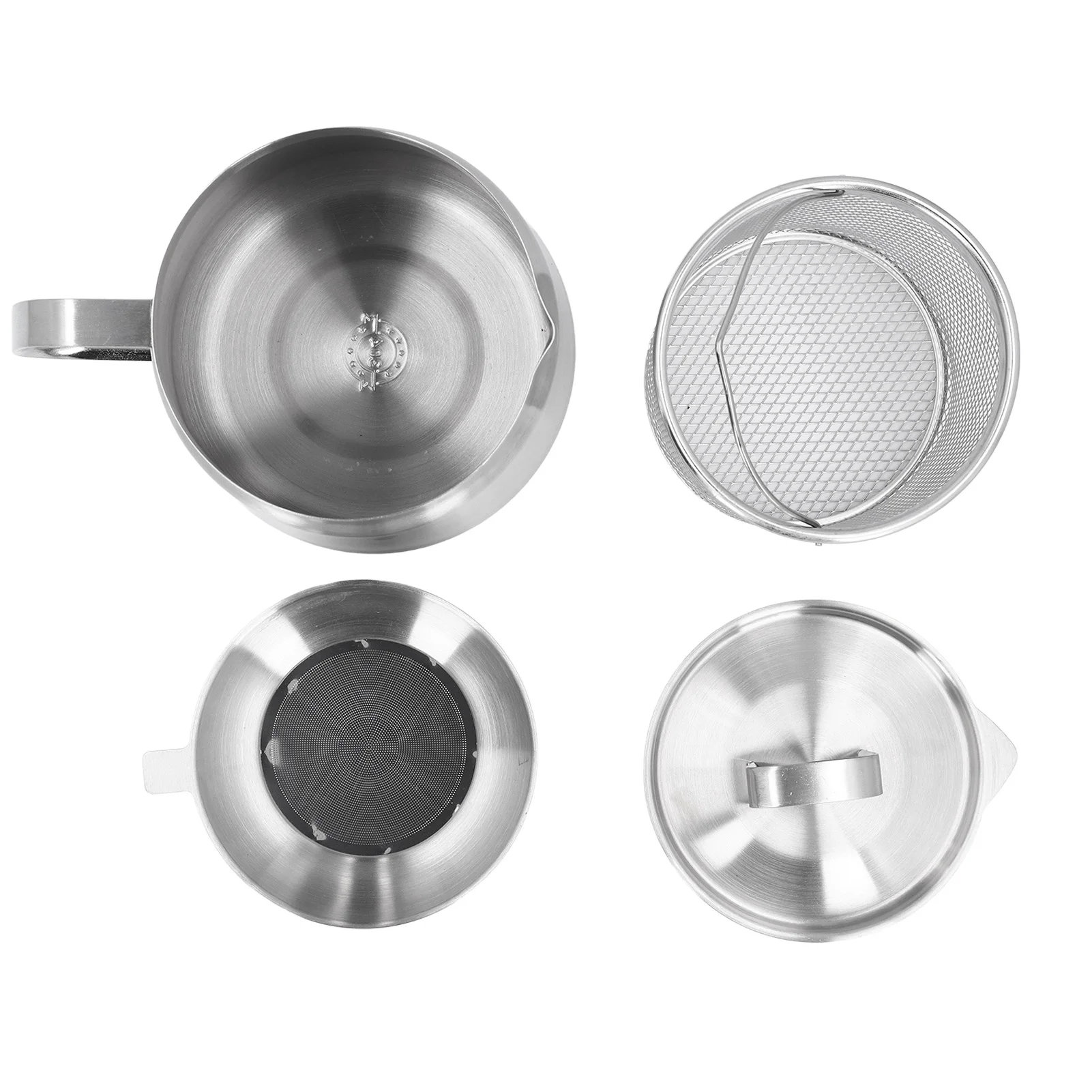 Pot à Huile Avec Crépine En Acier Inox 304 - 2L, Grande Capacité, Bec Verseur Et Poignée - Pour Friture Et Cuisine
