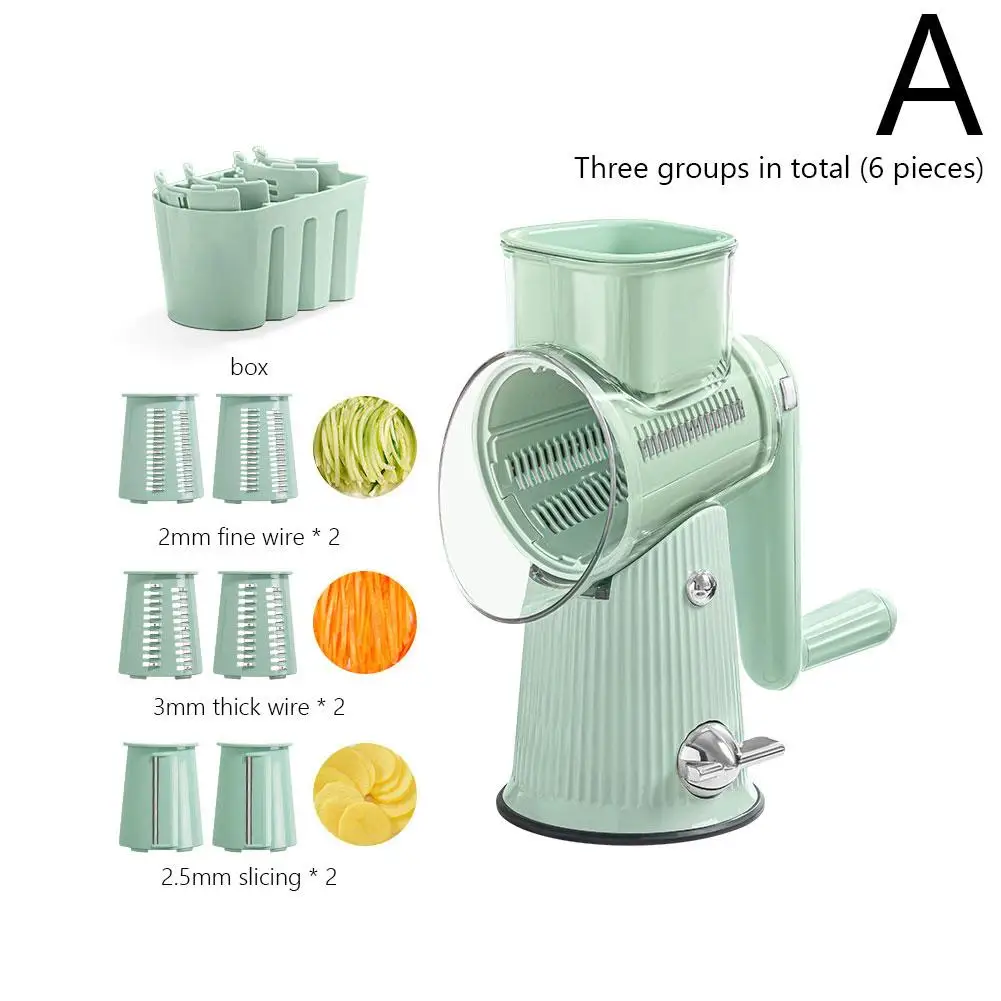 5 In 1 Rotary Cheese Grater Handle Manual Grinder Vegetable Nuts Shredder Strong Base Slicer Suction Y6O3
