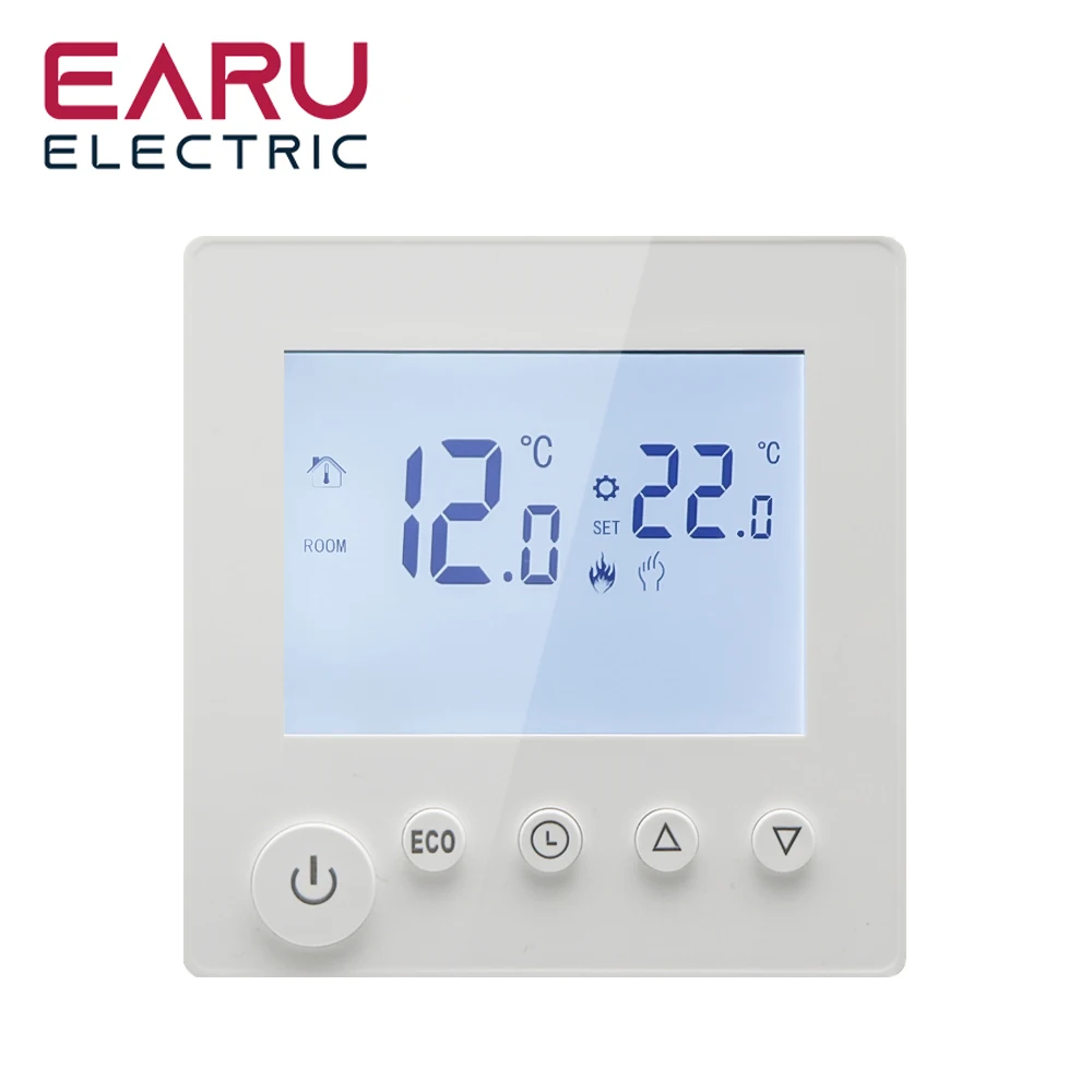 Termostato Elétrico de Aquecimento de Piso de Água ac 90v240v 3a 16a Controlador de Temperatura do Termostato Display Lcd Digital Montado na Parede