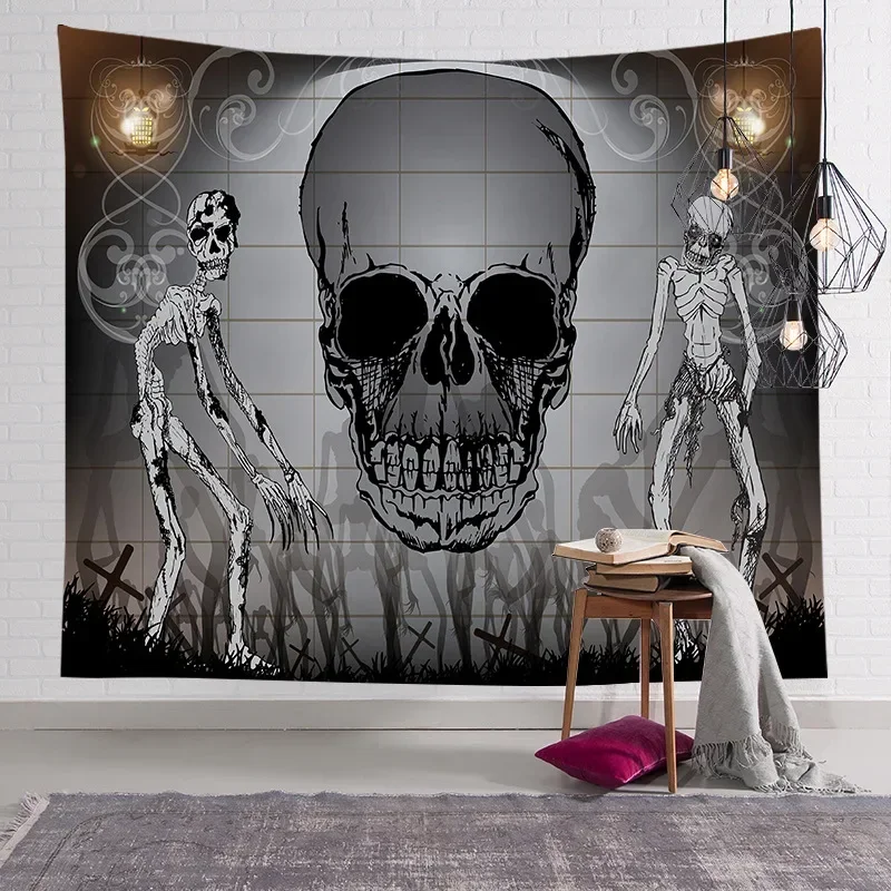 Halloween Skull Pumpkin Tapestry 3