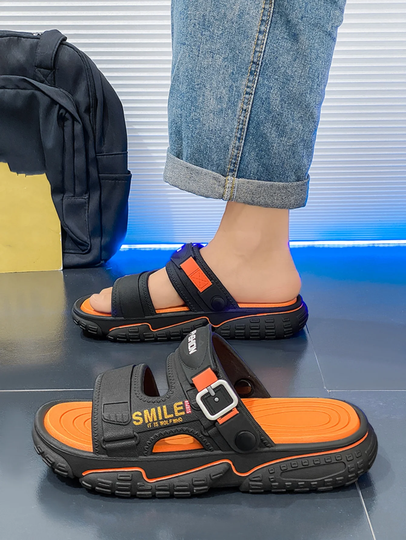 Men's Summer Thick-Soled Sandals, Casual Open-Toe Soft-Soled Shoes, Comfortable Slippers, Bathroom Slip-On Shoes