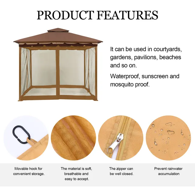Jardin Patio parapluie tente Camping en plein air moustiquaire maille romain parapluie Net anti-insectes pas de support pas d'auvent tissu 3