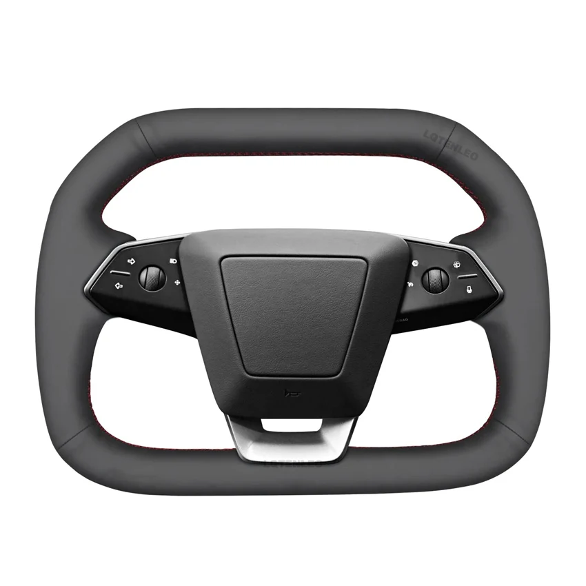 

Черная искусственная кожа, сшитая вручную, удобная, нескользящая, мягкая искусственная оплетка для Tesla Cybertruck 2023-2024