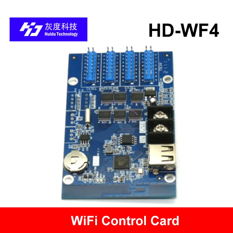 HD-WF4 HUIDU WF4 Asynchronous 768W*128H Pixels 4*HUB75 RGB Seven Color Small LED Display WIFI Control Card,led screen display card