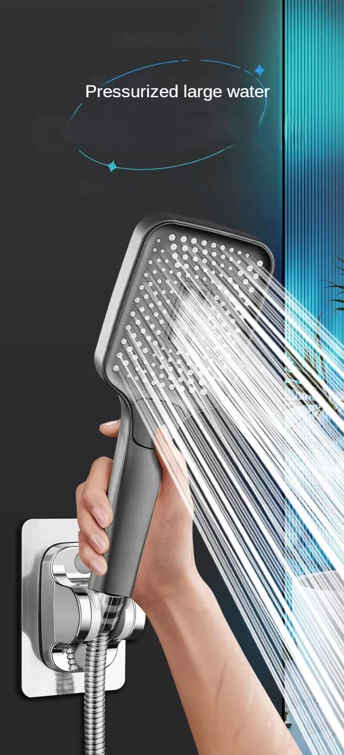 Description Picture 3 of itemBathroom 3 Modes Adjustable Handheld Large Panel of Spray Nozzle High Pressure Rainfall Shower Heads with Holder Hose Set