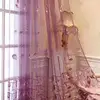 1PC Princess Style Purple Elegant Transparent Bedroom Balconies Thickened Window Curtains Living Room Bay Windows Embroidered 3