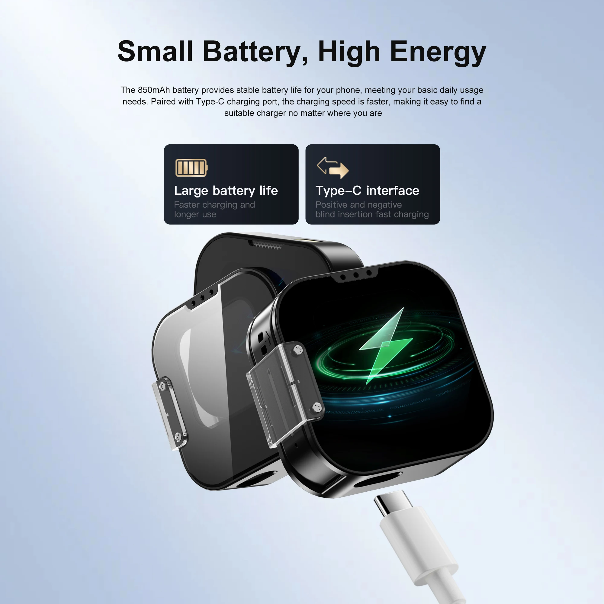 SERVO i19 Rotate Small Box Touch Mobile Phone 2SIM Standby Magic Voice Bluetooth Sync Music Torch Mini Rotation Cellphone Type-C 4