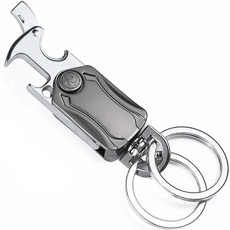 Multifunctional Heavy Duty Keychain Corkscrew, Car Keychain Spinner Key  Ring Bottle Opener 360 Degree Bearing Silent Rotation Design Key Ring