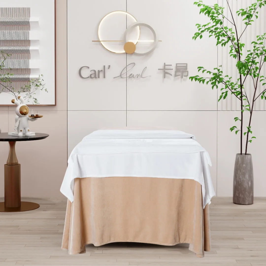 Milk Velvet 3pcs Beauty Salon Bed Sheet Sets Winter Thick Warm Plush Massage Spa Bedhead Towel+bedsheet+quilt Cover Bedding Sets 2