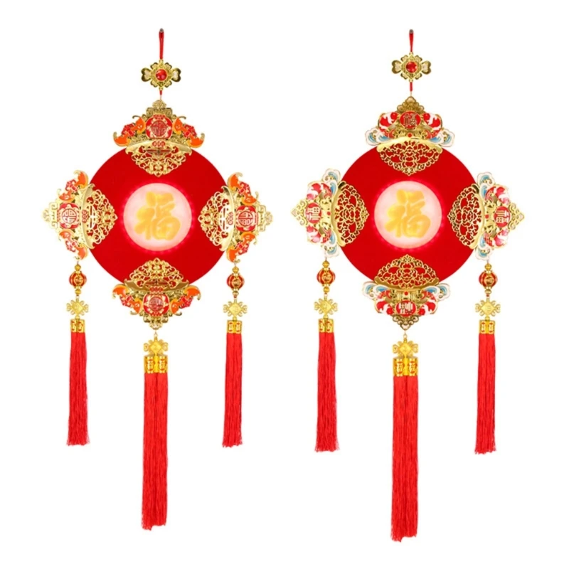 

2024 New Year's Day Ornament Glowing Chinese Knot Pendant Traditional Fuzi Wall Hanging Traditional Decorations for Home