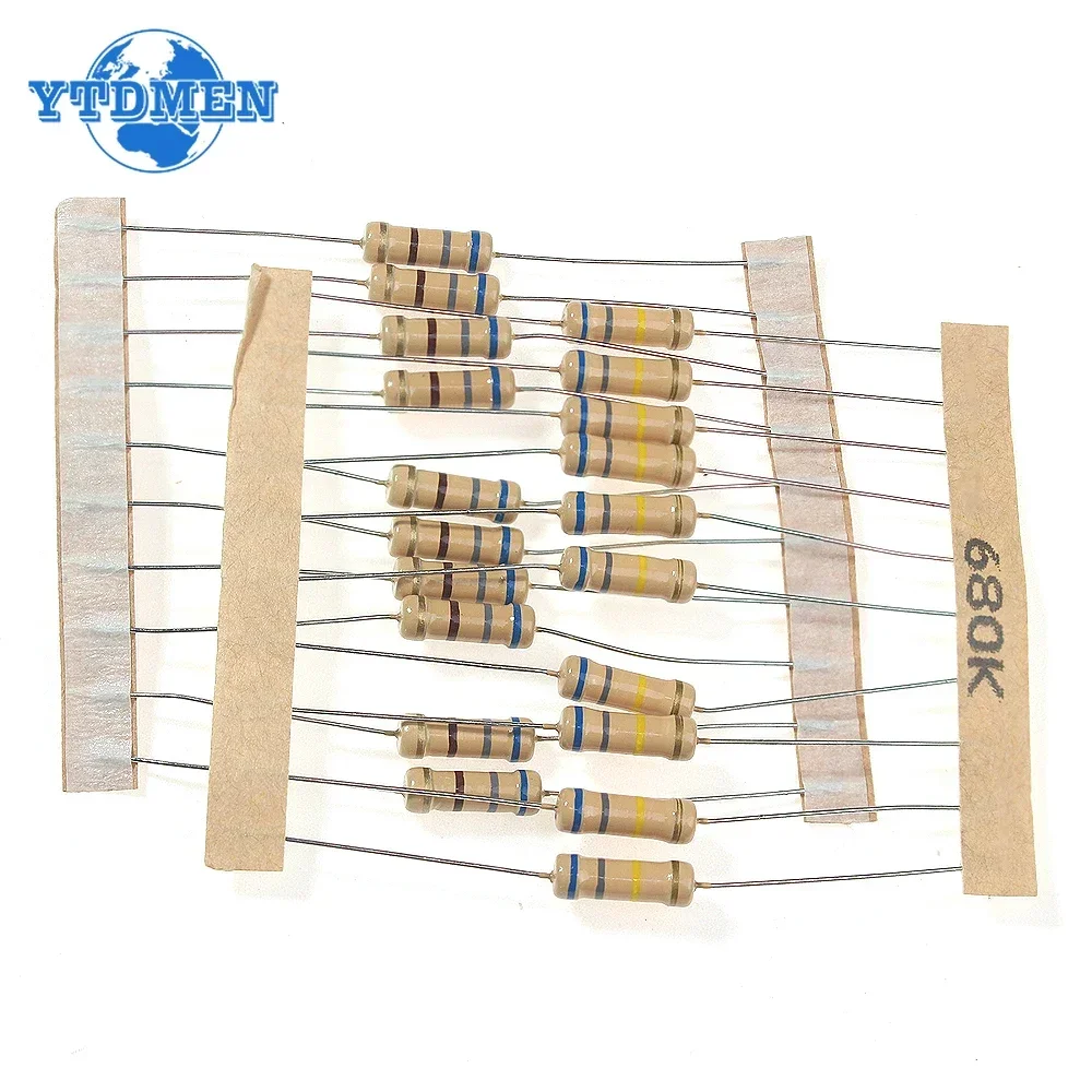 200pcs/lot 1W Carbon Film Resistor 5% 10 Ohm ~1M 20values*10pcs Resistance 6.8K 10K 22K 47K 68K 100K 470K 1M Ohm