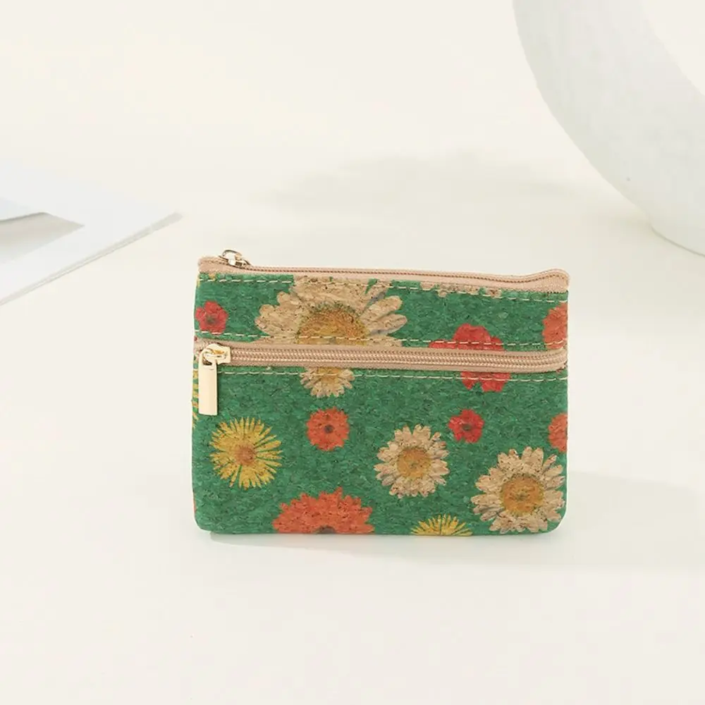 Modische Kork-Geldbörse im Ethno-Stil mit Doppelschicht-Reißverschluss Luxuriöse Retro-Clutch Taschenbörse – Detail 4