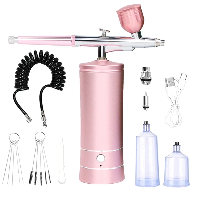 

Airbrush Air Compressor Portable Handheld Electric Spray Gun With 0.4Mm Nozzle For Barber, Nail Art, Makeup, Model Painting