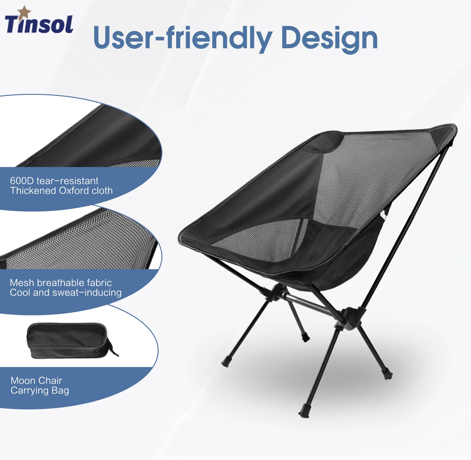 Chaise pliante ultra-légère pêche camping aluminium lune inclinable loisirs extérieur TINSOL