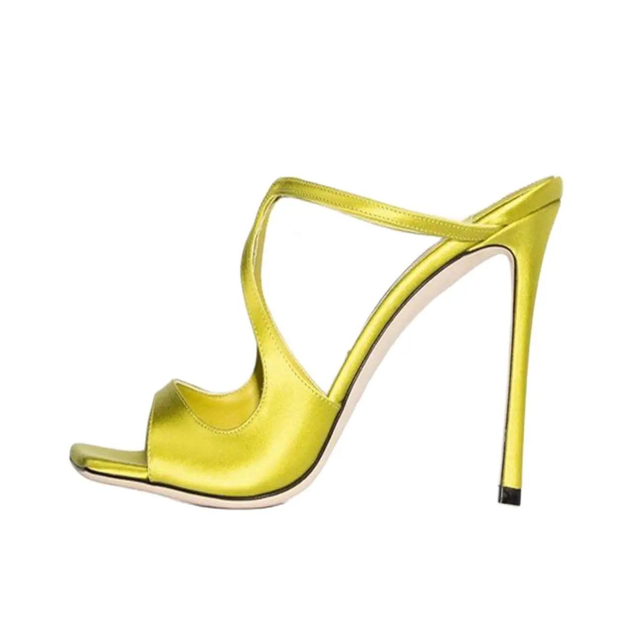 

Arden Furtado 2023 Summer Fashion Women Sexy open toe strange style Slippers high heels yellow gold slippers large size 45