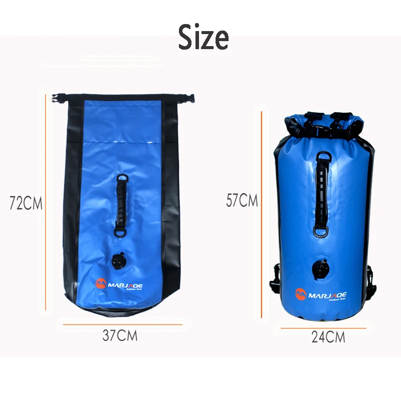 30L Inflatable Snorkeling Dry Bag Waterproof Swimming Bag Outdoor Hiking Backpack Rafting Drifting Dry Backpack Stuff Sack
