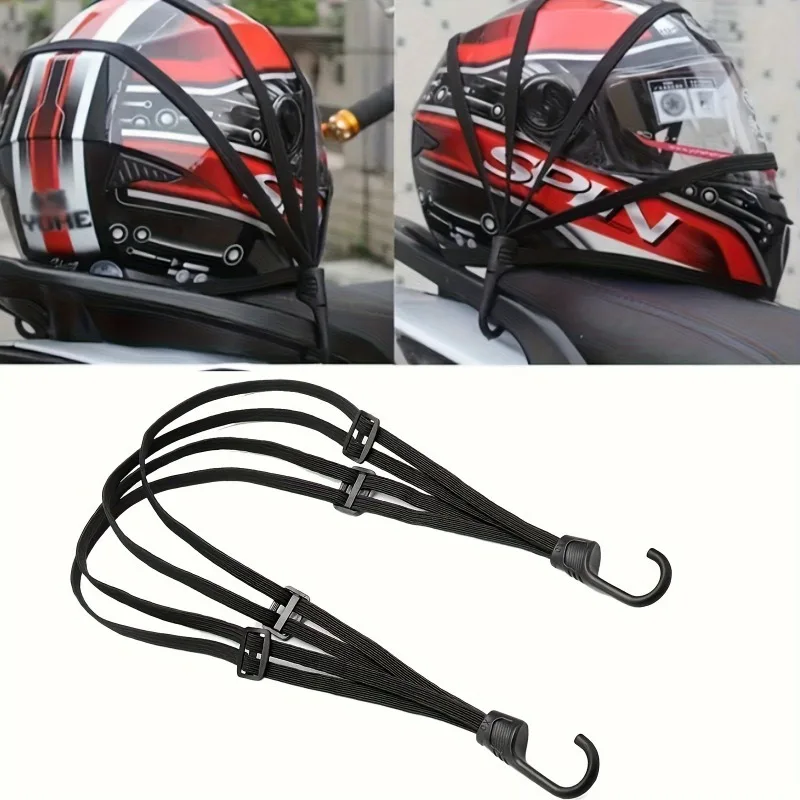 1pc/2pcs four-in-one 4-in-1 Multifunctional High-Elasticity Strap with Hook for Motorcycle Electric Bicycle Helmet Rear Box Seat