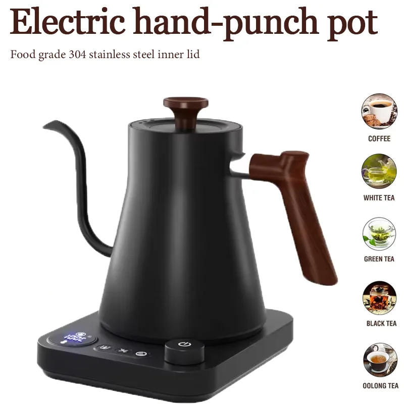304 Stainless Steel Gooseneck Electric Kettle 0.9L Temperature Control Inner Quick Heating Electric Kettles for Pour Over Coffee coffee kettle
