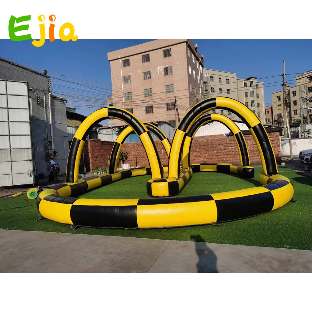 8x4x2m Commercial Inflatable Didi Car Race Track Sport Game Air Racing Track For Amusement Kids Toys Fun  Indoor Outdoor 4
