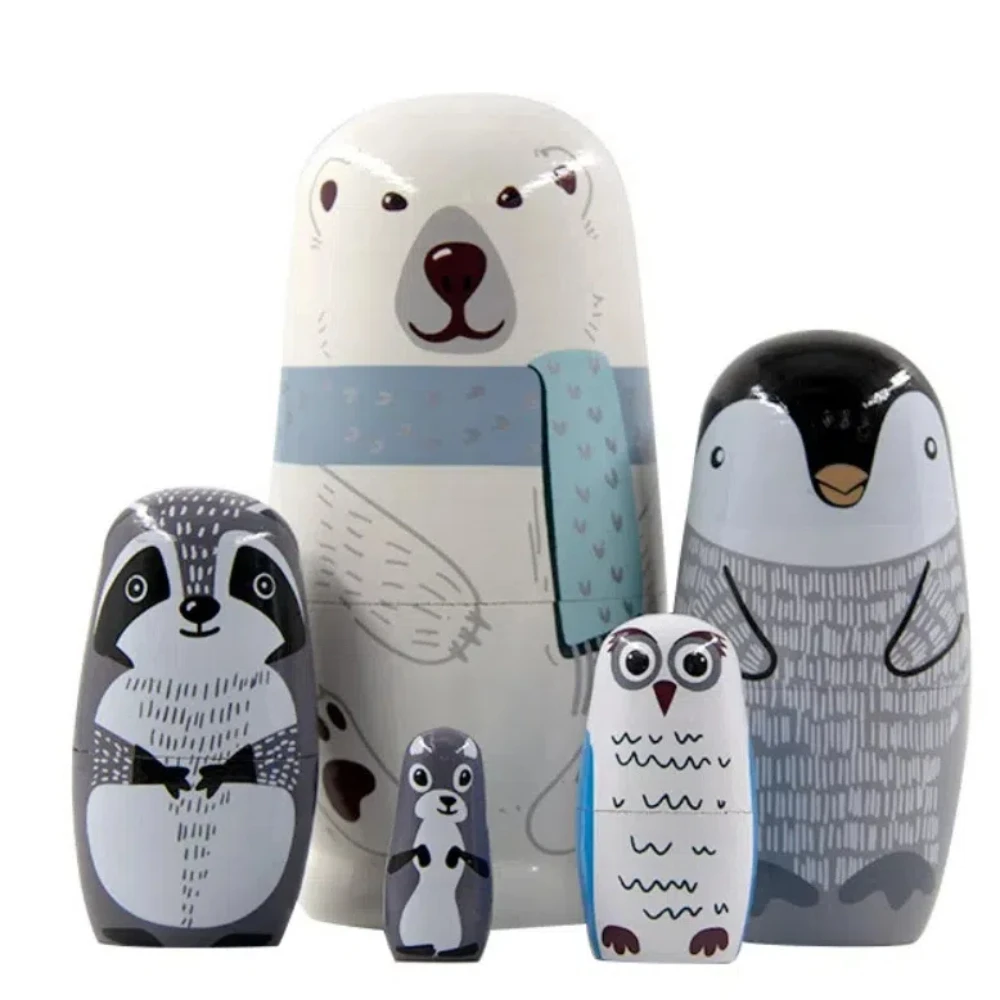 Hand Paint Toys Russian Nesting Dolls Figurines Collection Wooden Matryoshka Toys Cartoon Craft Handmade Stacking Dolls
