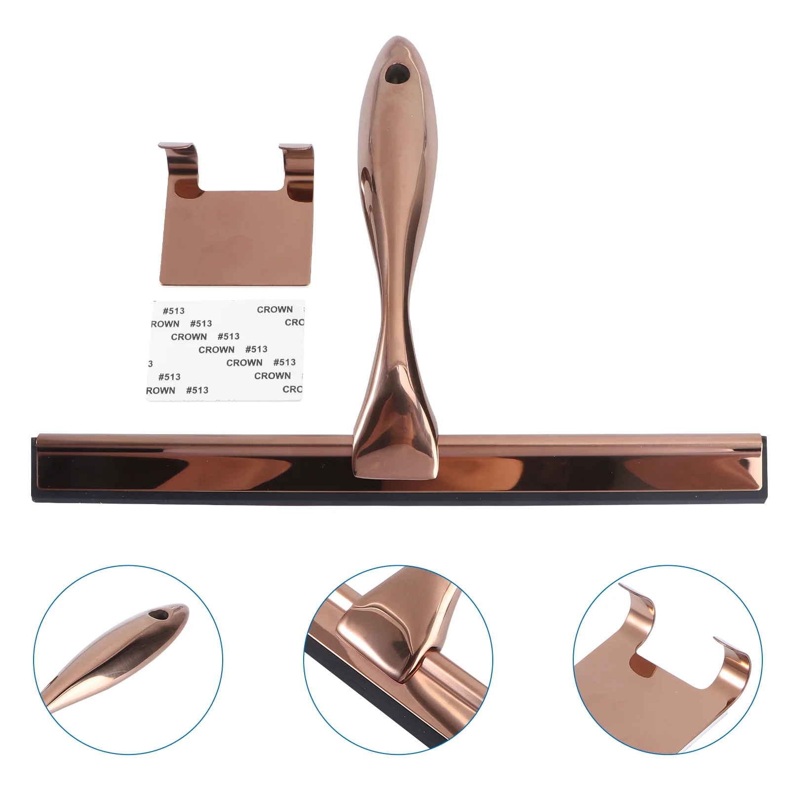 

Stainless Steel Glass Wiper Bronze Silicone Home Bathroom Scraper Spatula Cleaning Tool for Squeegee Mirror Shower Door Car