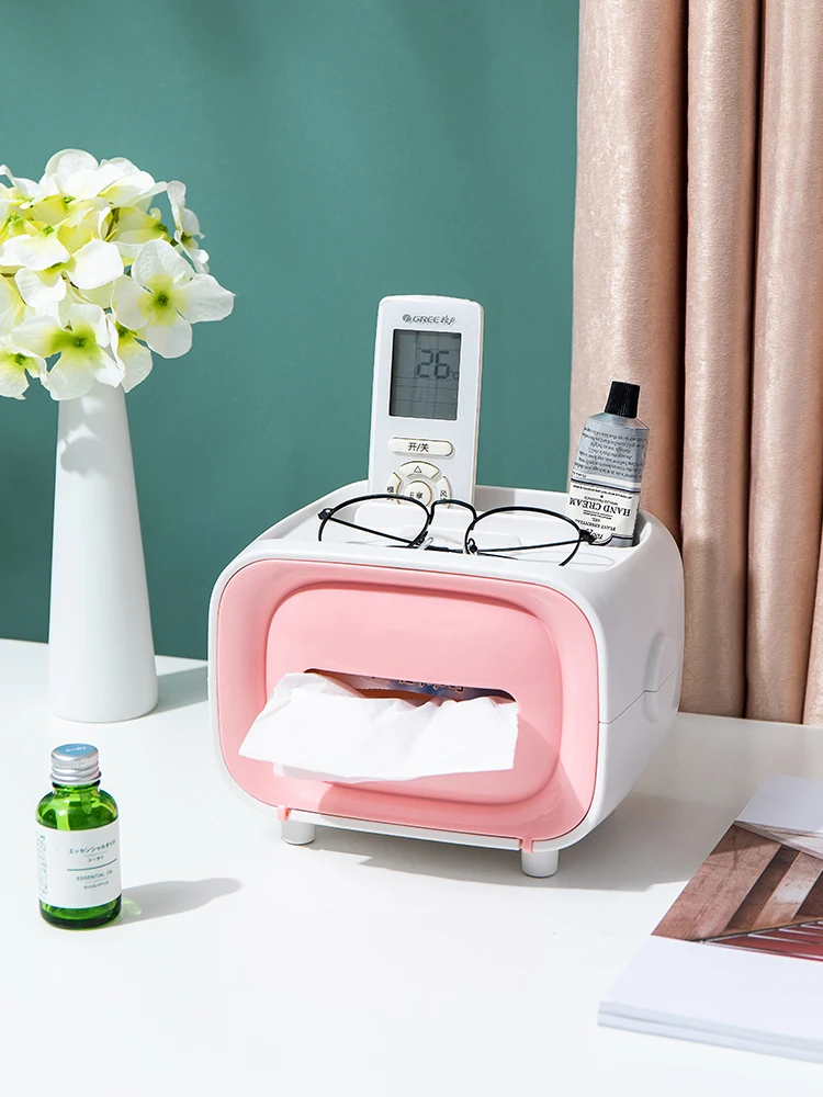 

Creative double-layer multi-function tissue box home living room cute desktop home remote control paper napkin storage bread box