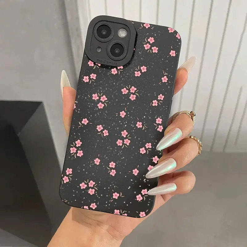 thumbnail image 1 of Funda de teléfono con patrón de rama de flores para iPhone 16, 15, 14, 13, 12, 11 Pro Max, XS, XR, 7, 8 Plus, funda de silicona suave mate a prueba de golpes, 1 of 5