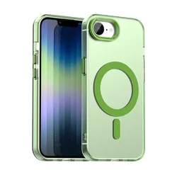 Luxury Matte Candy Color Clear Magnetic Case with Wireless Charging and ShockProof Soft Cover for iPhone 16e (Green)