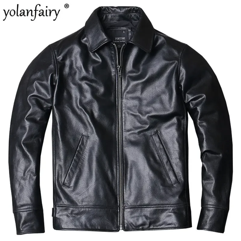 

Spring Soft Calfskin Genuine Leather Coat Men's Natural Leather Clothes Short Leather Jacket Man 6XL Jaqueta Masculina De Couro
