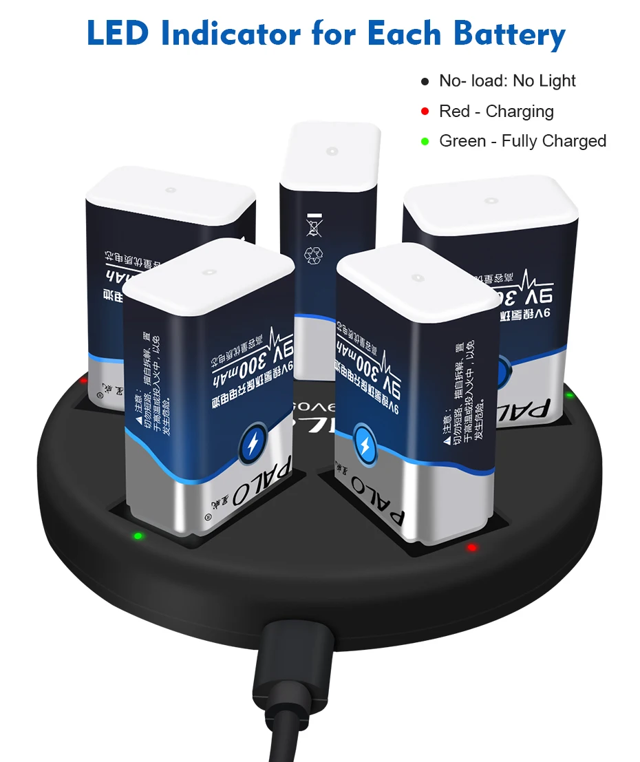 9V Battery Charger battery charger For 9v 6f22 Li-ion Ni-MH Ni-CD battery + 2pcs 9v Ni-MH Rechargeable battery rechargeable nickel metal hydride batteries Low self-discharge