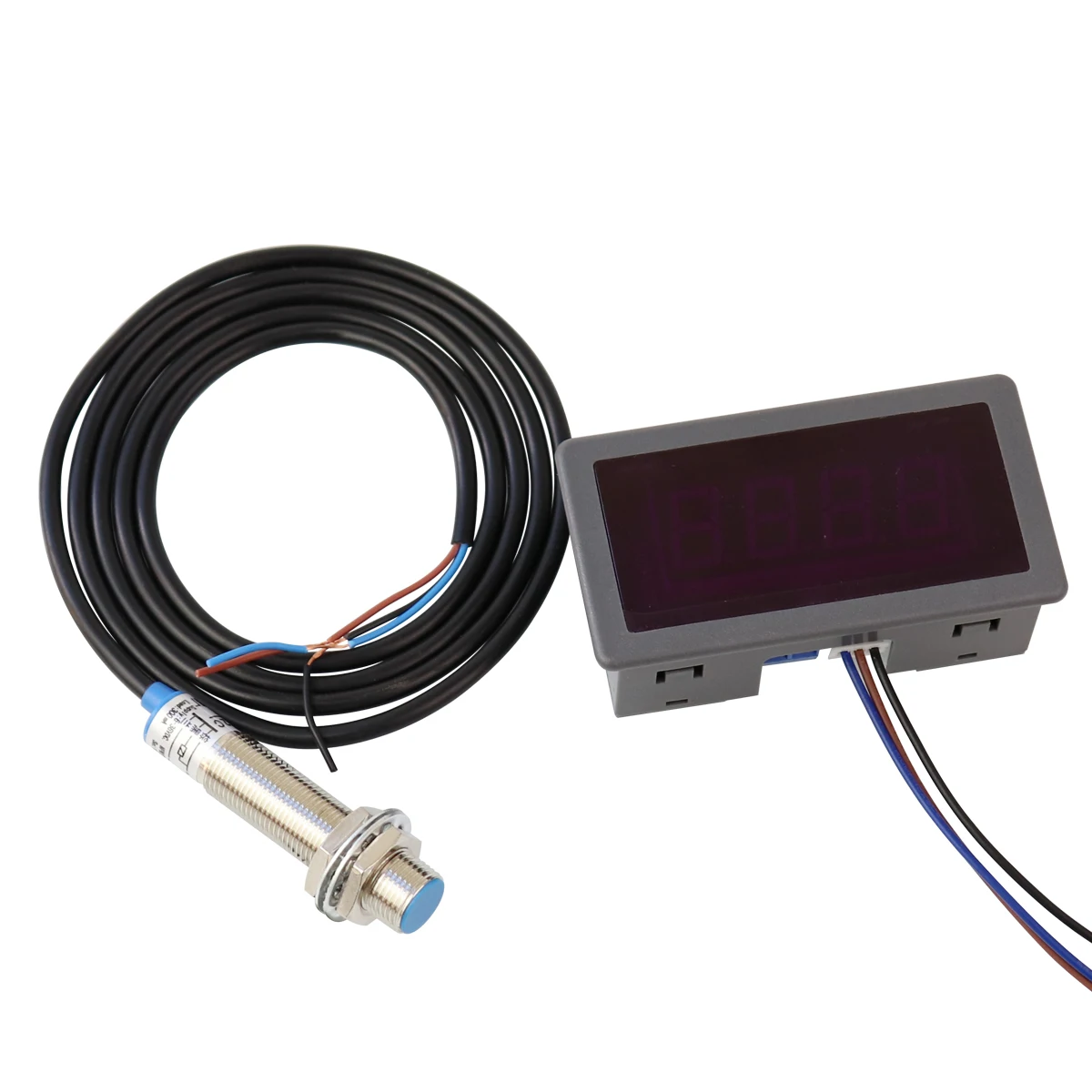 AC Tachometer 220V 110V 4-Digit LED Digital Display Motor Tachometer With Hall Sensor Magnet RPM Speed Meter