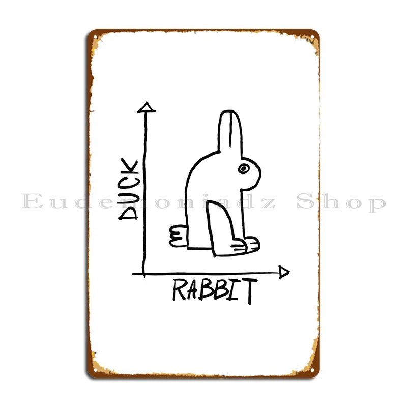 

Металлический плакат с изображением утки или кролика, настенная пещера, печатный Настенный декор, украшение для гостиной, жестяной плакат