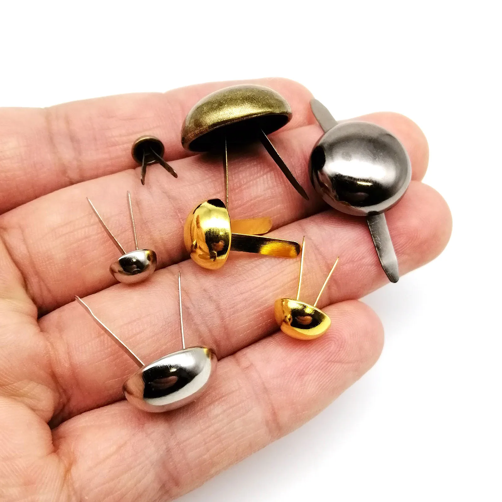 Metal Rivets 50pcs Semi Ball Round Two Leg Feet for DIY Leather Craft