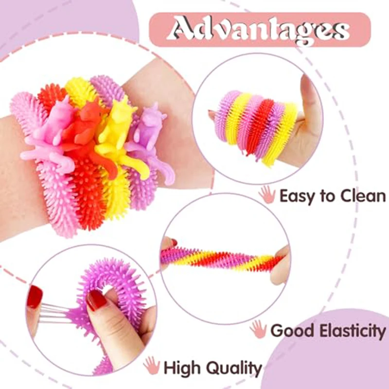 Fidget Toys 10-30PCS Unicorn Worm Noodle Fidget Toys Stretchy String Sensory Toys Stress Relief Anti Anxiety Fidget Toy for Kids Adults